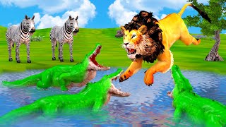 Lion King vs Crocodile Animal Fight Wild Animals Rescue Mission Elephant Mammoth Tiger Cartoons