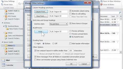 Outlook 2010 Change the Style of Text and Other Elements in a View