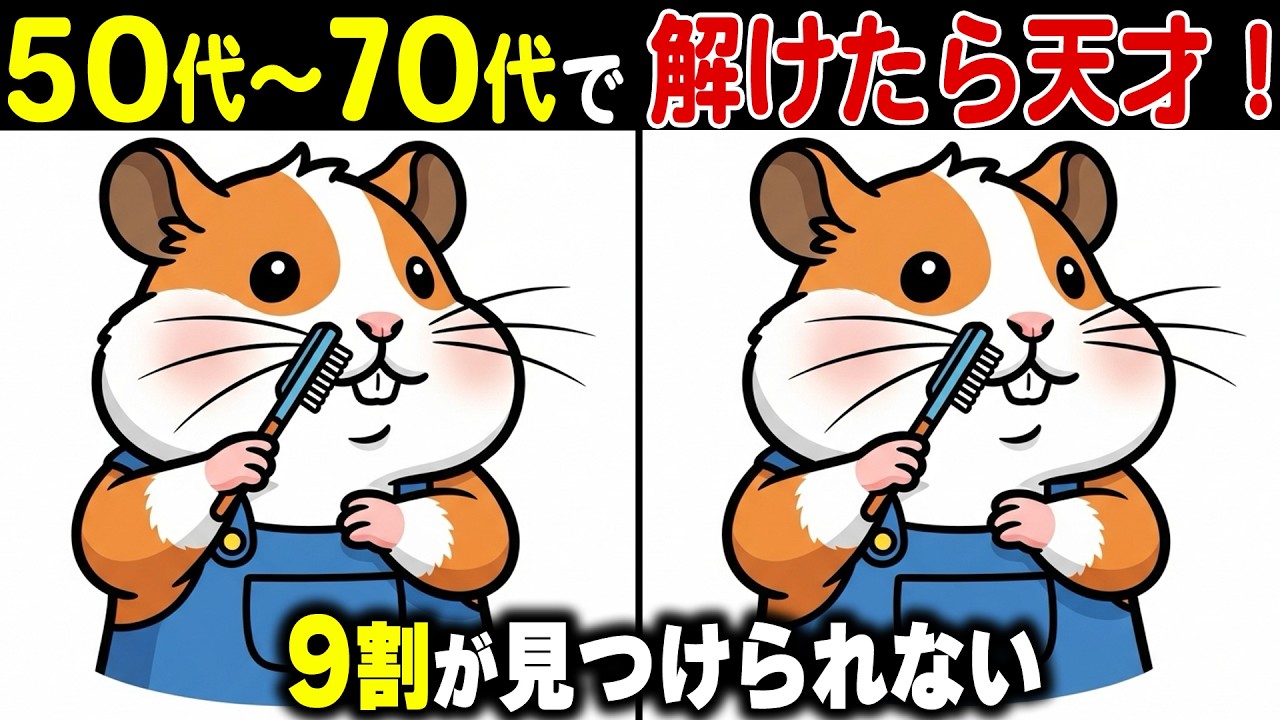 【あと1つがわからない！】高齢者の9割が苦戦する超難問上級間違い探しクイズ！記憶力・集中力を鍛えて認知症予防！