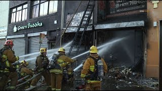 12 firefighters injured while battling ...