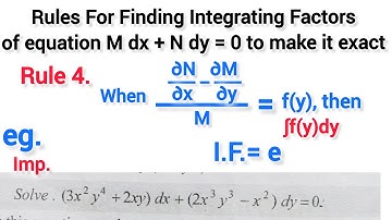 Rule 4: For Finding the Integrating Factors ( Non Exact Differential Equations) #maths #bsc #netjrf