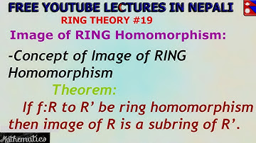 Image of RING Homomorphism|| RING THEORY #19||