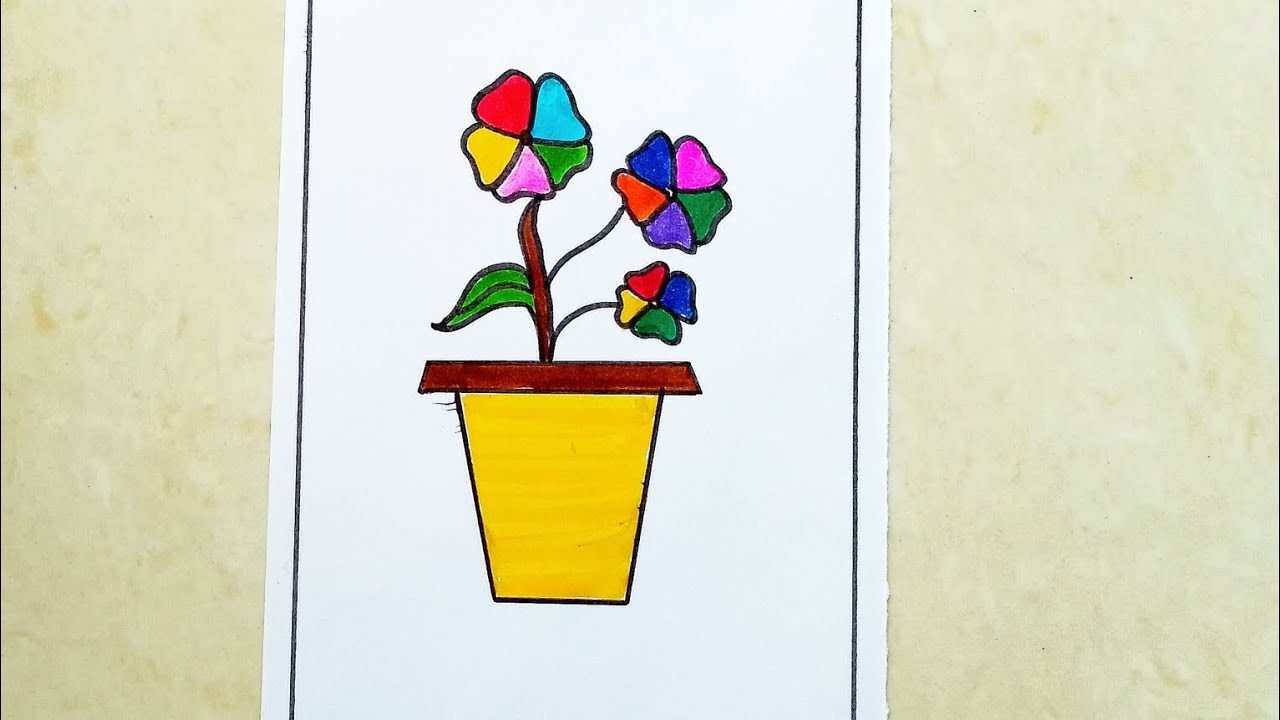 How to Draw Easy flower pot ๐๐บ Drawing step by step learn easy drawing ...