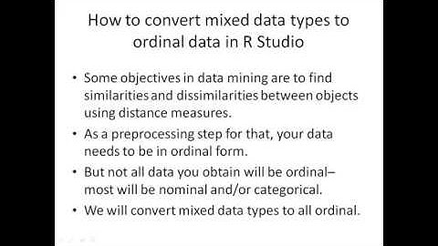 How to convert mixed data types to ordinal data in R Studio