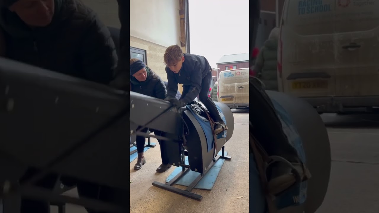 Pony Racing day trying out the horse simulator. 