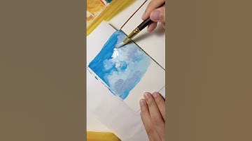 Simple gouache painting - Gouache landscape painting🎨 #yuukicloud #shorts
