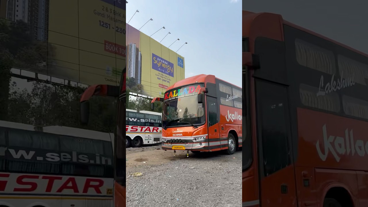 Kallada scania sleeper multiaxle bus at Miyapur 