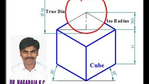 Sphere palced on cube I  Isometric Projection I Engineering Drawing