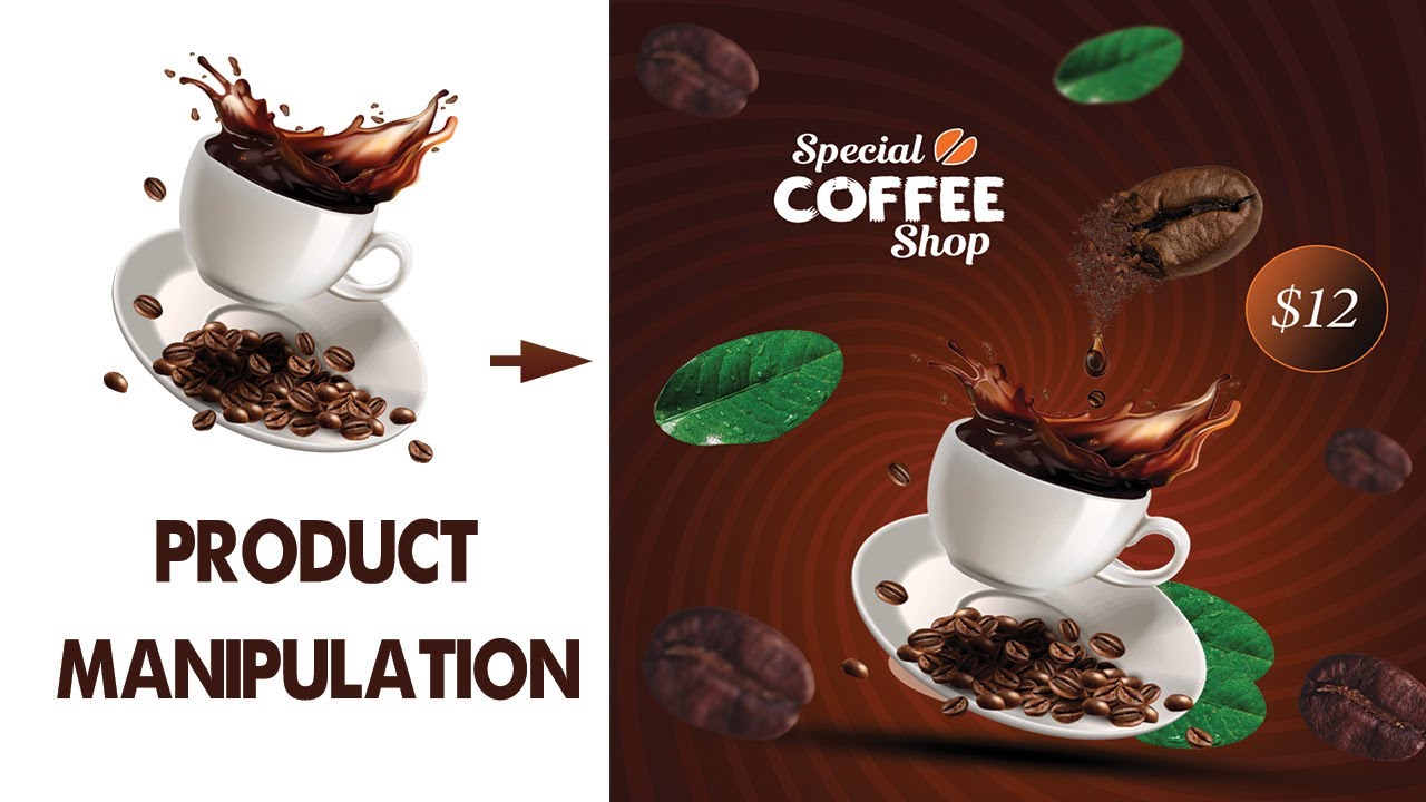 product manipulation design in photoshop | coffee product advertising poster design