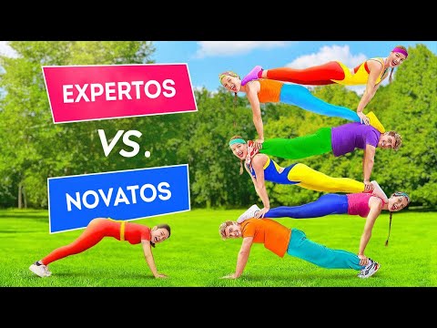 IMPOSIBLE RETO ACRÓBATA DE TIKTOK || ¡EXPERTO vs. NOVATO! Trucos de gimnasio por 123 GO! Challenge