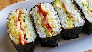 Sushi Sandwich 2 Ways: California Roll and BCT Onigirazu