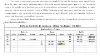 Contabilidade Básica - Controles de Estoques Média Ponderada Inventário Permanente