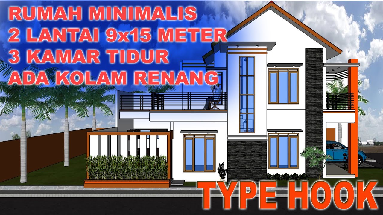  Rumah  Minimalis 2  Lantai  9x15 ada Kolam Renang Desain 