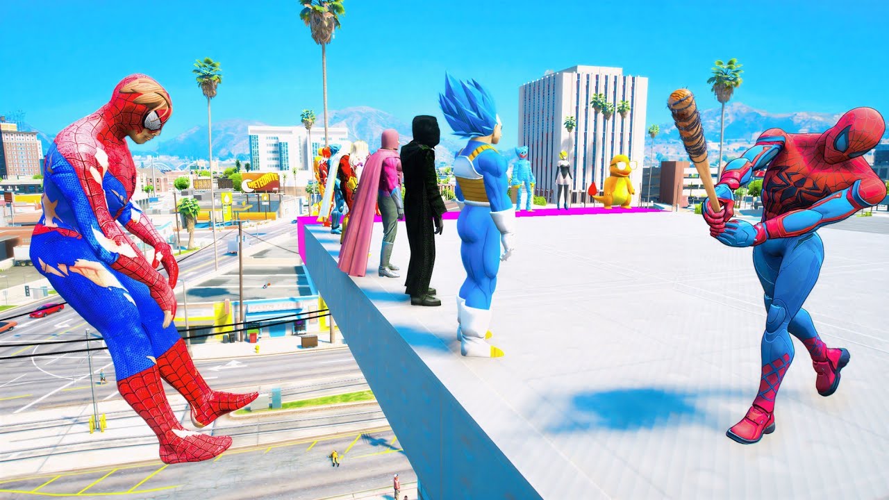 GTA 5: THAT WAS BRUTAL! SPIDER-MAN WITH A BASEBALL BAT vs SUPERHEROES! (Euphoria Physics) Ep.50