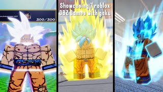 Showcasing 7 different Roblox DBZ games with Goku 4k - 60 FPS