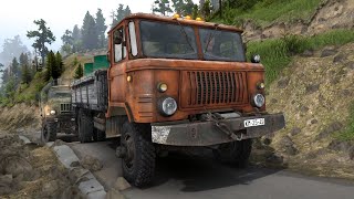 Вытянет ли сельская Шишига армейский ЗИЛ 131 с кунгом на перевалы. Spintires