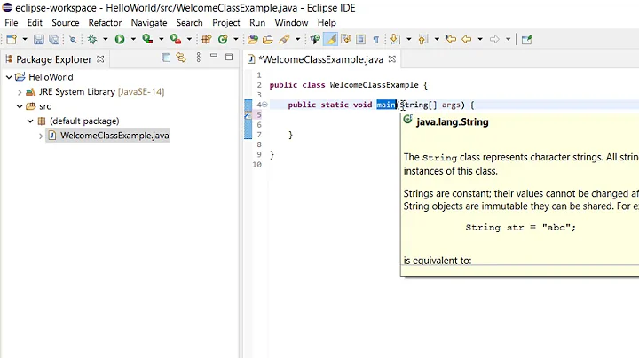 Java Hello World Example in Eclipse