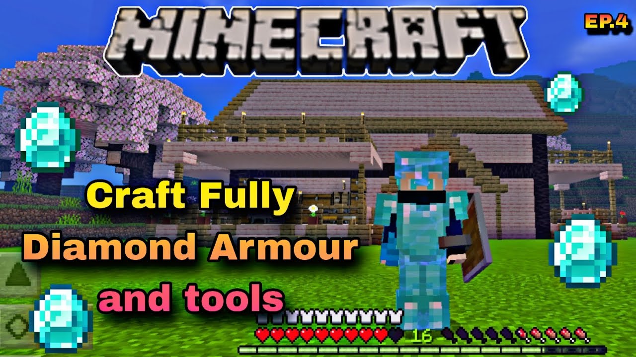 Craft full diamond armour and tools🛠️ 😱 Minecraft survival series Ep.4 ...