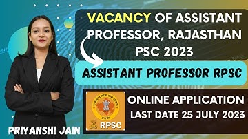 Rajasthan PSC Vacancy of Assistant Professor | RPSC 2023 | Priyanshi Jain | Forensic Science