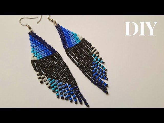 PEACOCK TAIL - seed bead earrings tutorial with Delica beads, seed beads  and fringe beads / Beading tutorial / Seed bead pattern / TUTORIAL ONLY