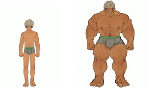 Marototori getting higher and bigger - Muscle growth animation