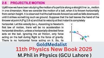 Projectile Motion and its formulas | 11Th Class Physics New Book 2025 PCTB | Unit 2 Force & Motion