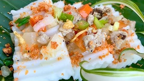 Cách làm bánh đúc nước cốt dừa tôm thịt. Công thức cho người kinh doanh