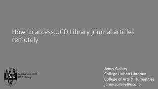 How to access UCD Library journal articles remotely