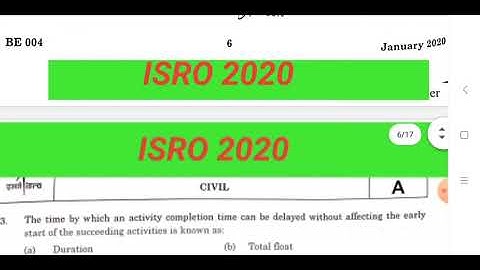 ISRO 2020 CIVIL ENGINEERING PAPER WITH ANSWER KEY Question 1 to 35