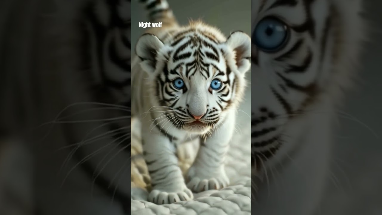 Watch this adorable white tiger cub explore and pounce! 🐾💙