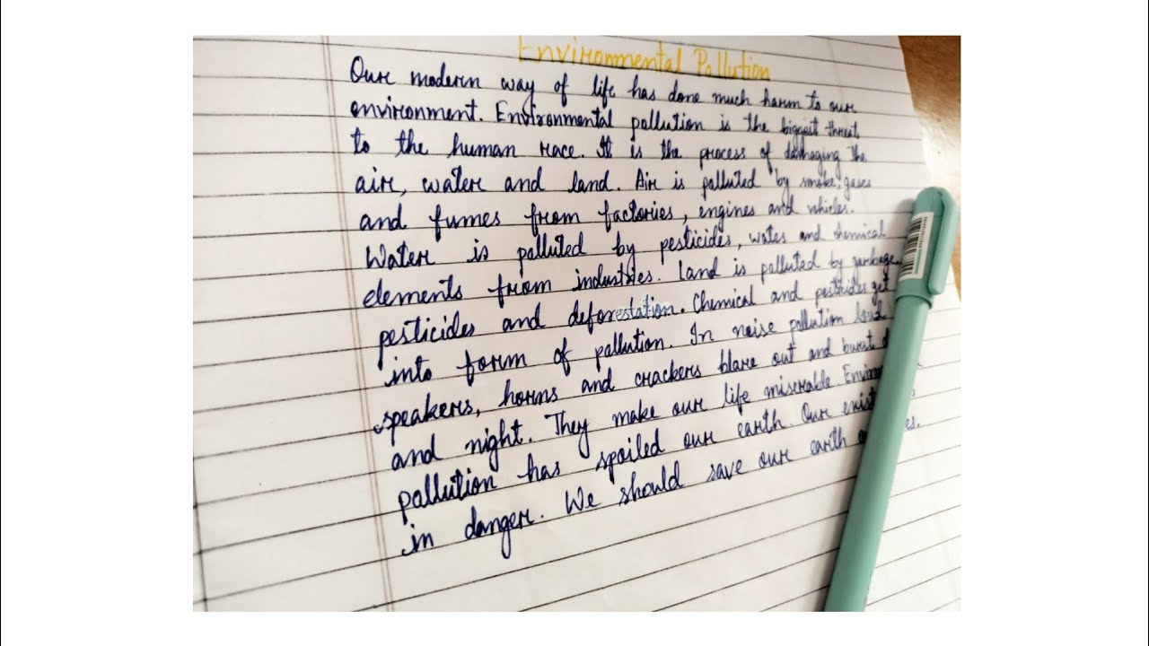 Environmental Pollution|| Paragraph Writing||Sample Handwriting ...