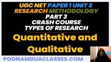 UGC NET Unit-II Research Aptitude: PART 3 Quantitative and qualitative in Hindi by Poonam Dua