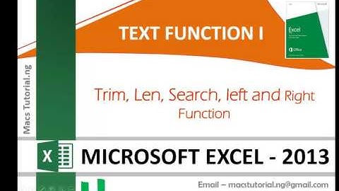 Text Function I - Microsoft Excel 2013