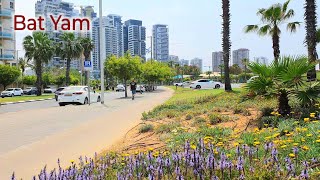 [4K] Beautiful Day in Bat Yam, Virtual Walking, Beautiful Israel