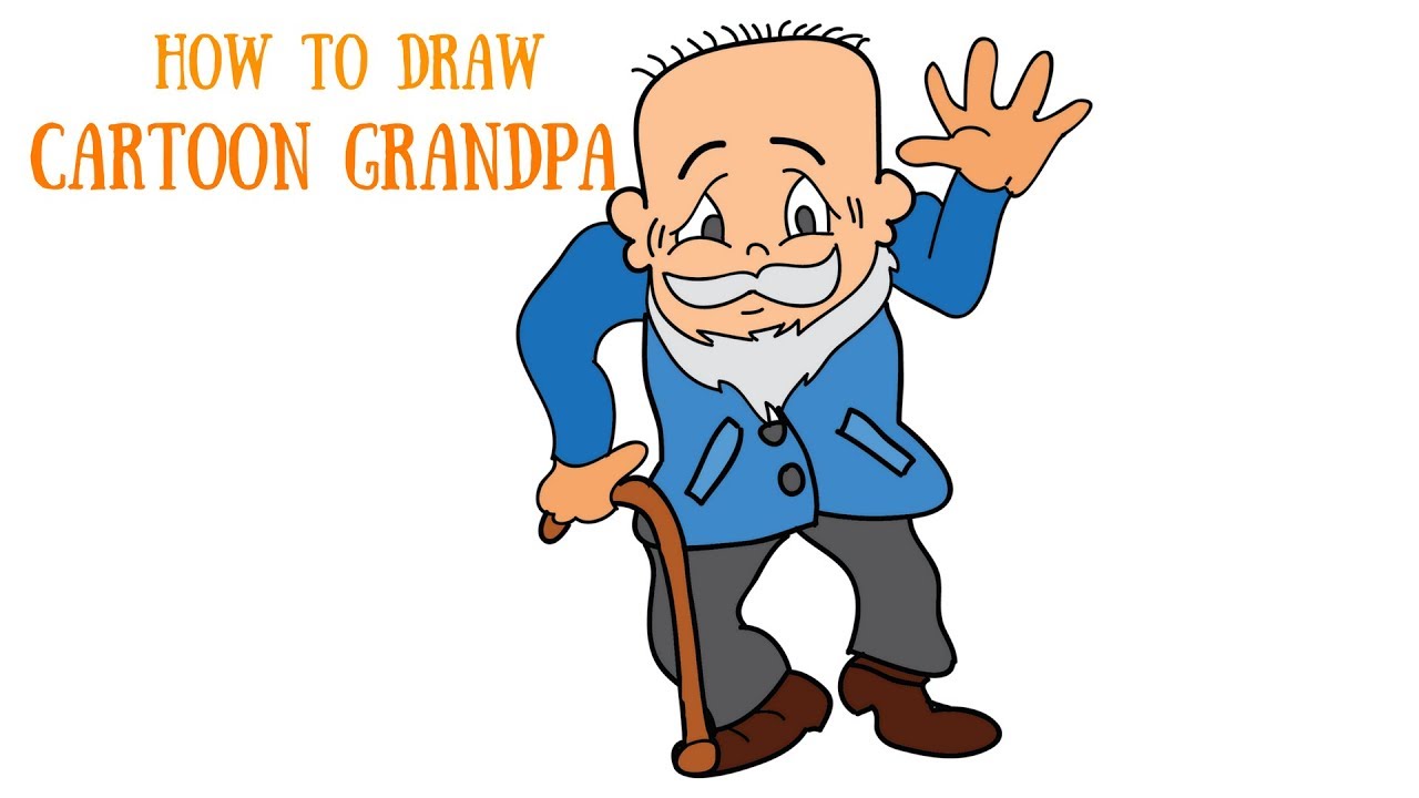 How To Draw A Cartoon Grandpa east Step by Step - YouTube