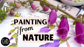 Opening my Strathmore Journal  Painting and Drawing Watercolor Foxgloves from start to finish!