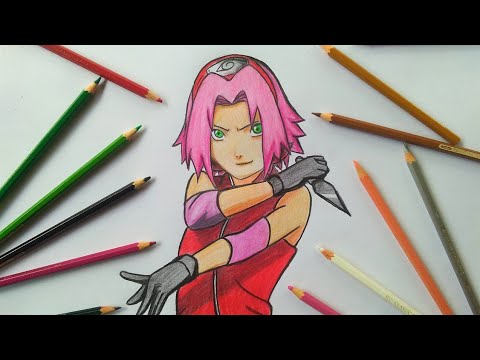 Cara Menggambar Sakura Haruno (Naruto) Menggunakan Pensil Warna - Youtube