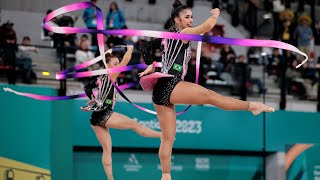 MEDALHA DE OURO!🥇🇧🇷 GINÁSTICA RÍTMICA - BRASIL CONJUNTO 3 FITAS 2 BOLAS JOGOS PAN-AMERICANOS 2023