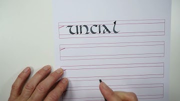 Uncial calligraphy, the word uncial written with different letter versions