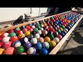 Marble Run Race ☆ Orange Circle with Holes + DIY Wooden Slope Billiard Ball Mission