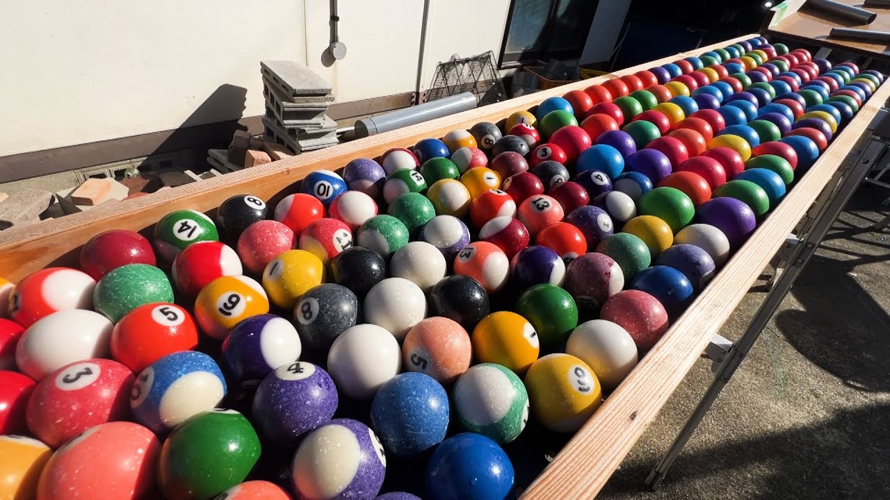 Marble Run Race ☆ Orange Circle with Holes + DIY Wooden Slope Billiard Ball Mission