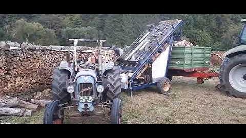 Brennholzsäge Eigenbau mit Eicher Sägeautomat, Binderberger