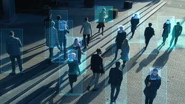 CCTV AI Facial Recognition Camera Zoom in Recognizes Person  Elevated Security Camera Surveillance F