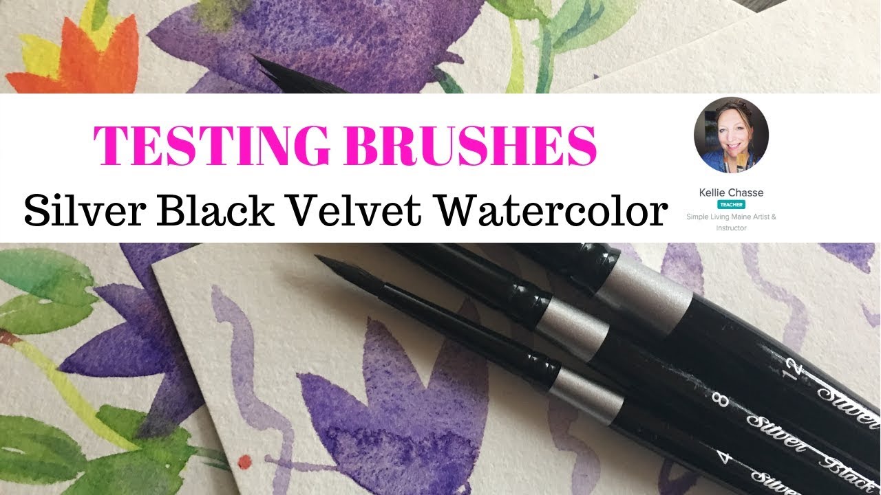 Basic Watercolor Flower Doodles using Silver Black Velvet Silk Brushes 