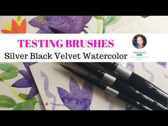 Basic Watercolor Flower Doodles using Silver Black Velvet Silk