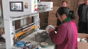 Semi auto mesh tape roll sleeve wrapping machine