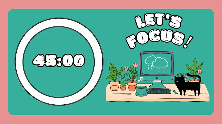 Pomodoro Timer 45/15 ×4 — Brown Noise + Rain for Deep Focus | ADHD-Friendly Study Tool