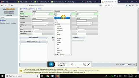How to create data base table in Wampserver  in PHP  data base table create in school name