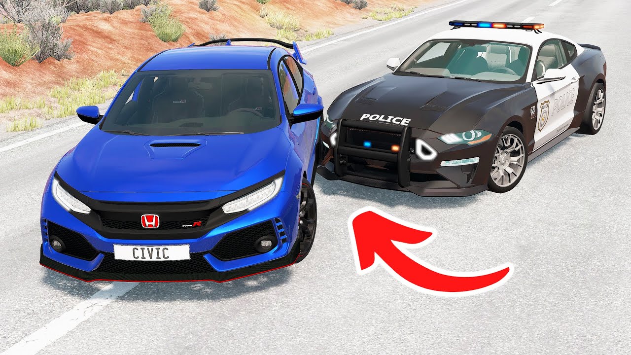 Epic Police Pit Maneuver Crashes #19 - BeamNG drive (4K)