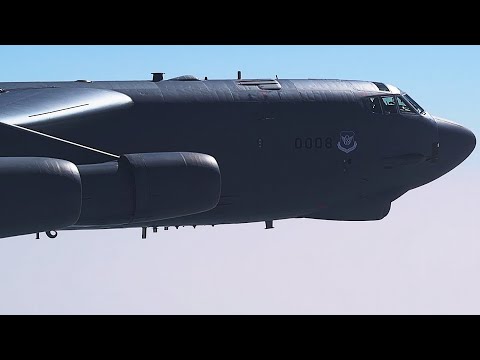 B-52 Stratofortress Bombers Fly With Fighter Aircraft 2021 (Undisclosed Location)